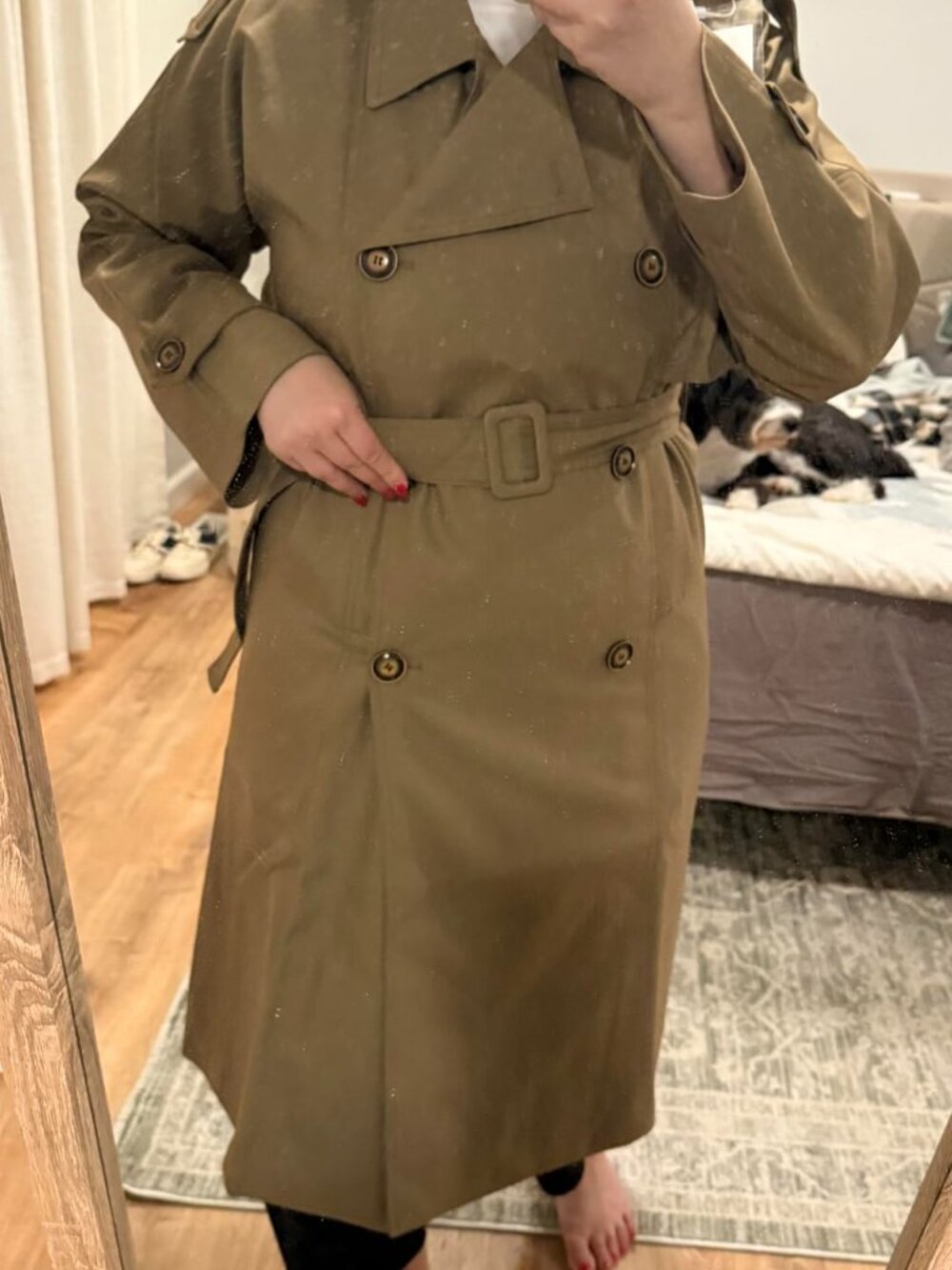 Classic Long Double-Breasted Women Trench Coat with Belt Spring Fall - Picture 9 of 10